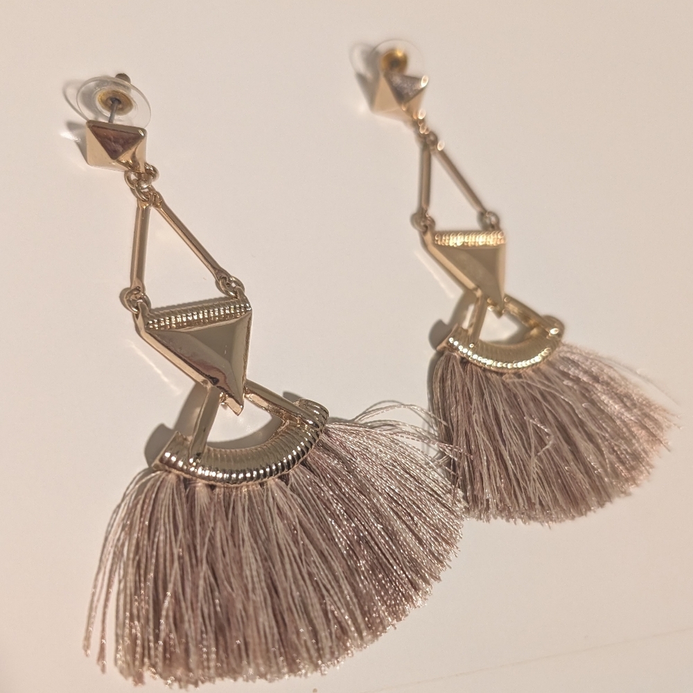 RJ Graziano Gold Geometric Tassel Drop Earrings - Women Jewelry